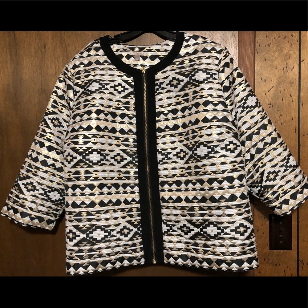 Roz & Ali geometric pattern jacket Size 3x